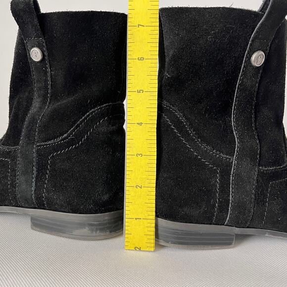 Frye & Co Sarah Shortie Ankle Bootie Boot Black Suede - Picture 5 of 10